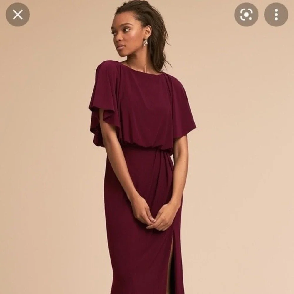 BHLDN Anthropologie Lena Flutter Sleeve bridesmaid wedding dress - Picture 4 of 9